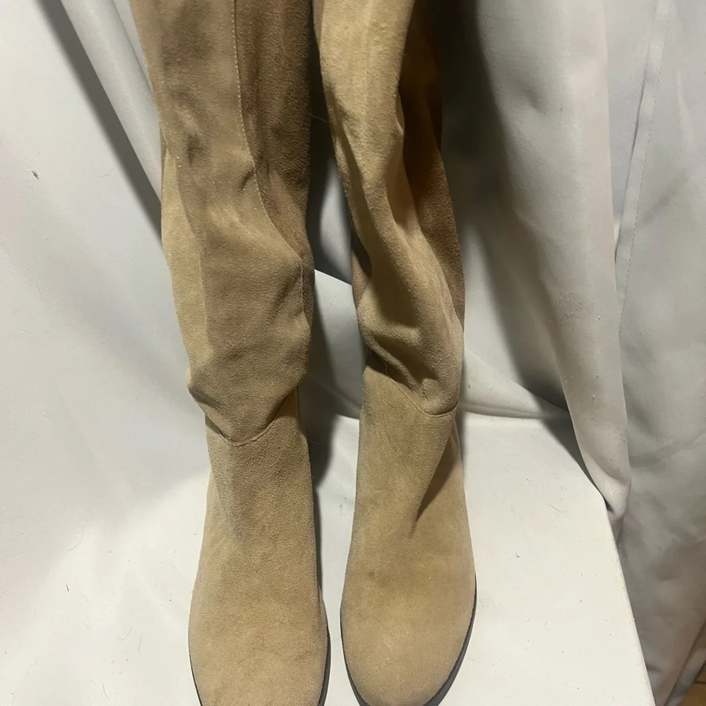 Lucky Brand Women's Calypso Suede Tall Medium Calf Boot Dune Size 8.5